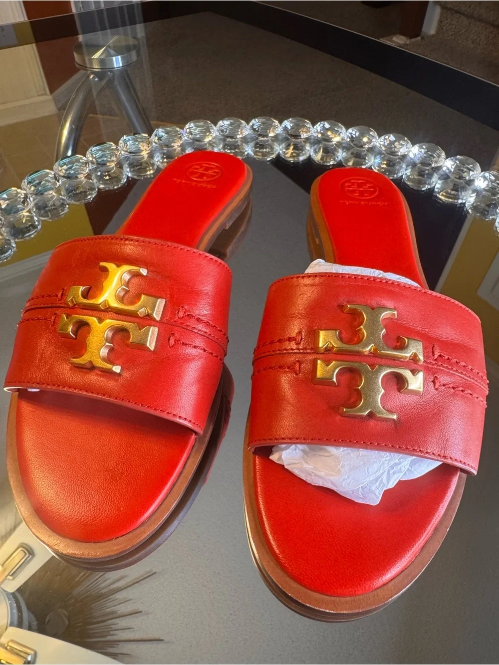 Tory Burch Tory Burch Red Leather Everly Slide Flats Size 8